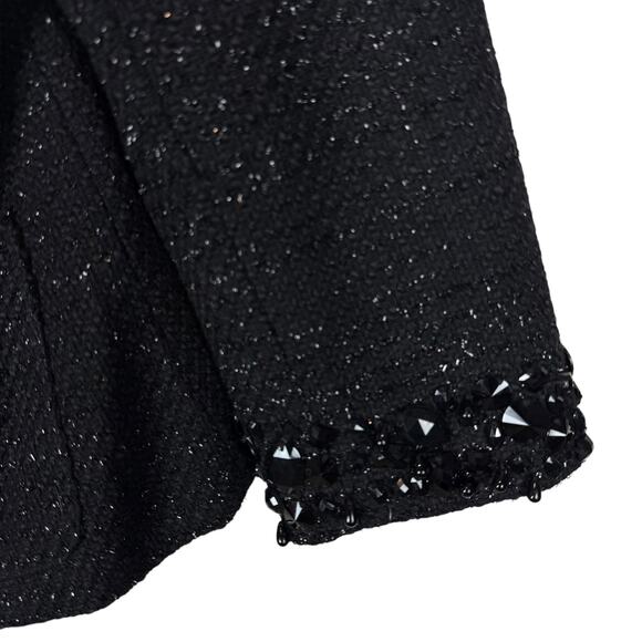 Boston Proper Blazer Jacket Women 12 Black Embellished Sequin Lined Wool Blend - Picture 9 of 12